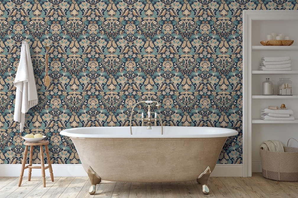 Arthouse Folk Floral Navy Wallpaper - 100197AH