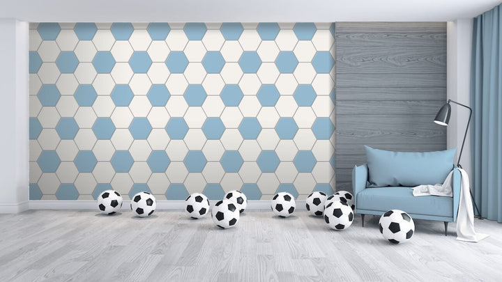  - Arthouse Football Goal Light Blue Wallpaper - E100212AH - Decor Warehouse