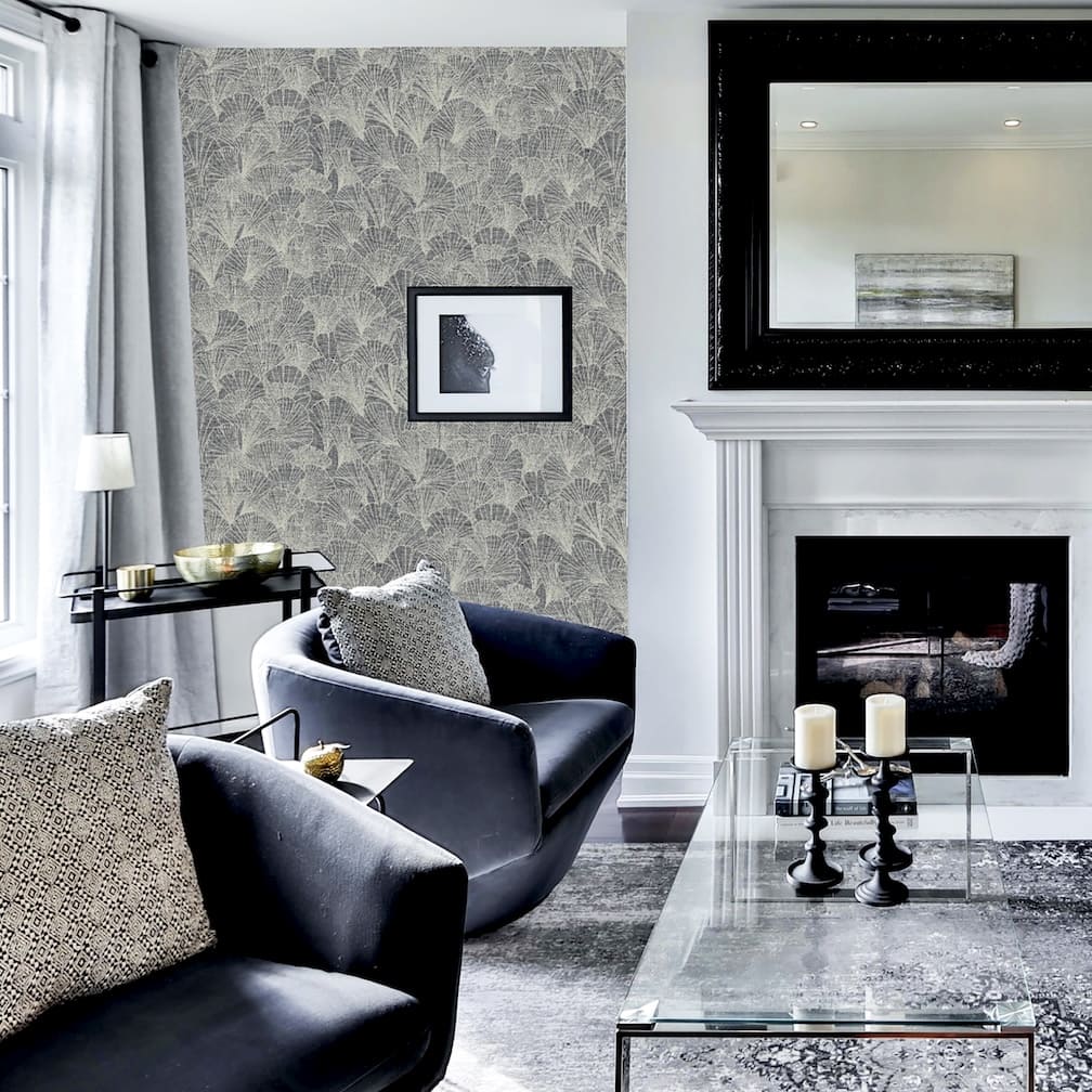 892905 - Arthouse - Arthouse Ginkgo Grey/Silver Wallpaper - Decor Warehouse