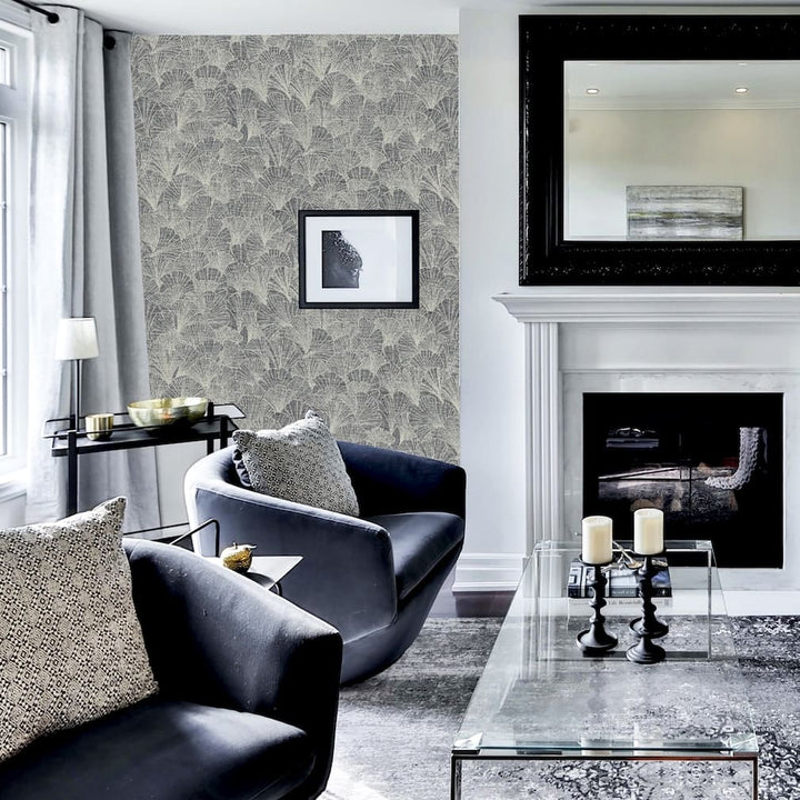 892905 - Arthouse - Arthouse Ginkgo Grey/Silver Wallpaper - Decor Warehouse
