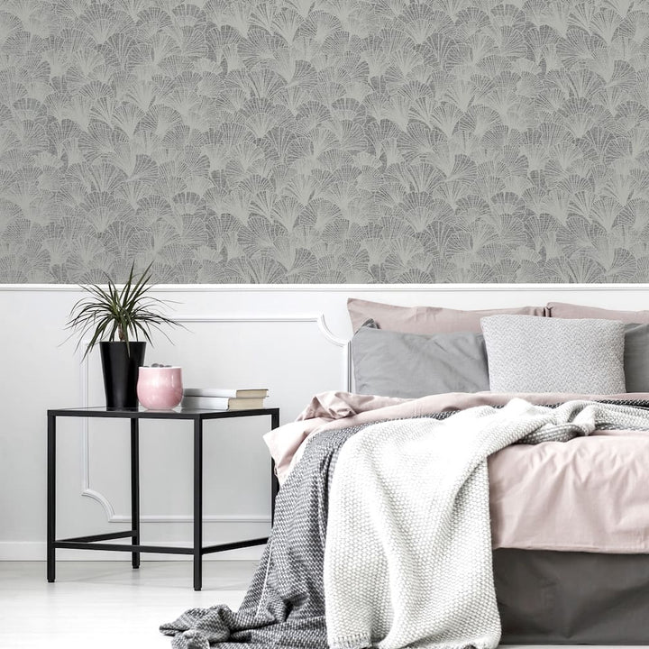 892905 - Arthouse - Arthouse Ginkgo Grey/Silver Wallpaper - Decor Warehouse