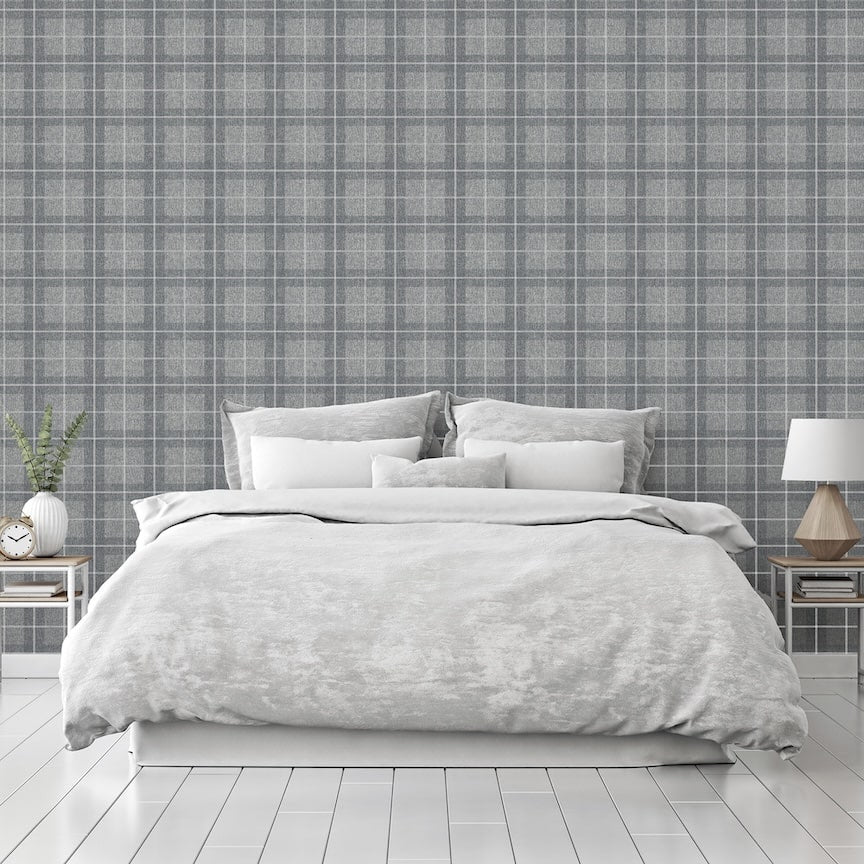  - Arthouse Heritage Check Grey/Silver Wallpaper - 251906 - Decor Warehouse