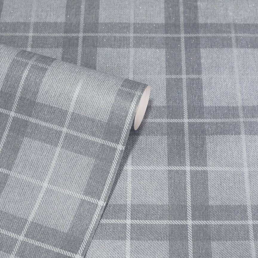  - Arthouse Heritage Check Grey/Silver Wallpaper - 251906 - Decor Warehouse