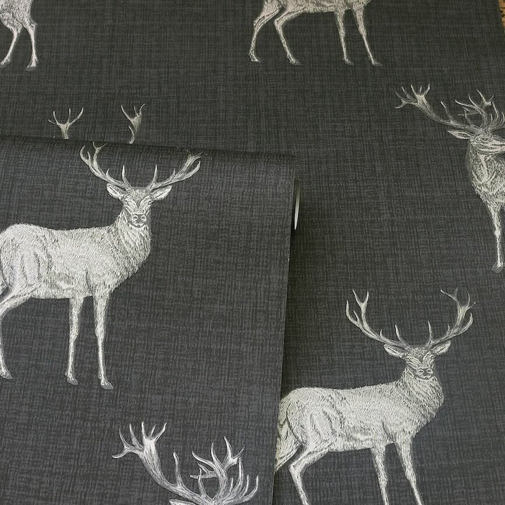  - Arthouse Heritage Stag Charcoal/Copper Wallpaper - 909607 - Decor Warehouse
