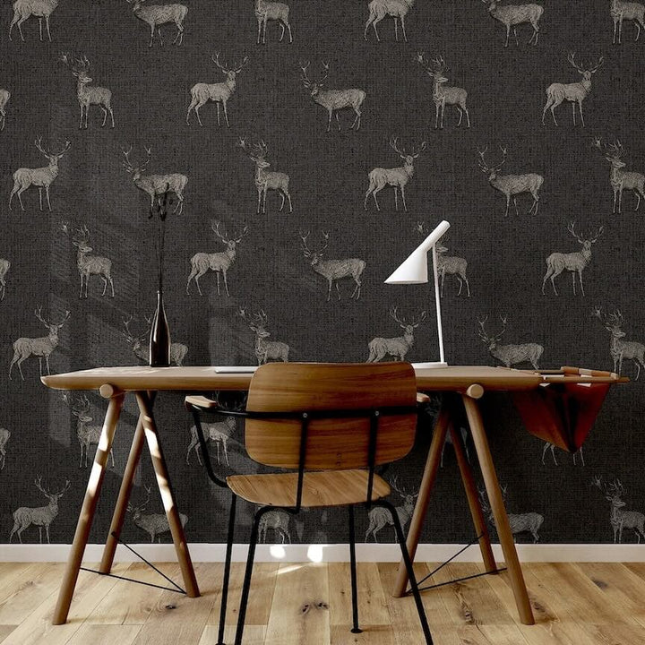  - Arthouse Heritage Stag Charcoal/Copper Wallpaper - 909607 - Decor Warehouse