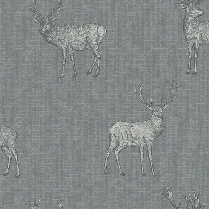  - Arthouse Heritage Stag Grey/Silver Wallpaper - 909608 - Decor Warehouse