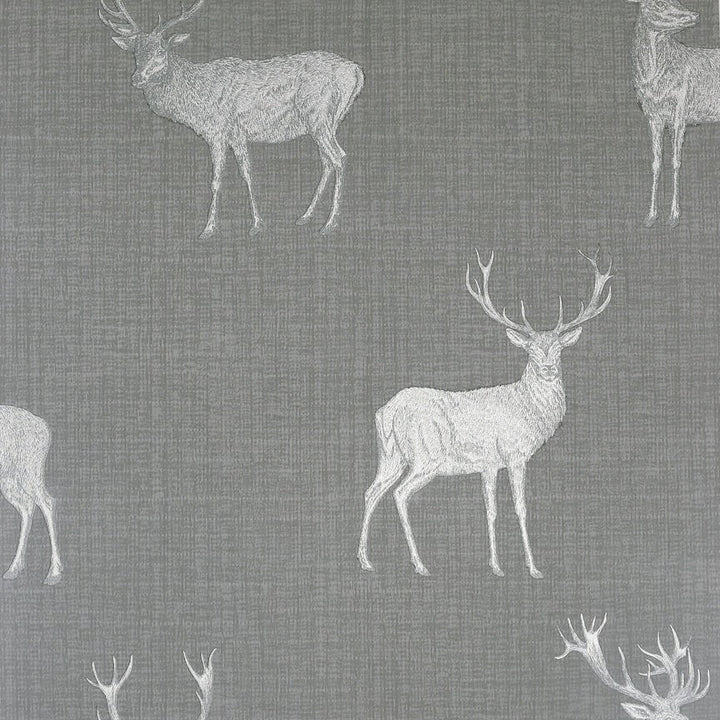  - Arthouse Heritage Stag Grey/Silver Wallpaper - 909608 - Decor Warehouse