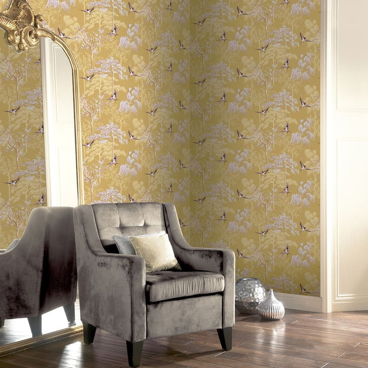 Arthouse Japanese Garden Ochre Wallpaper - 908002