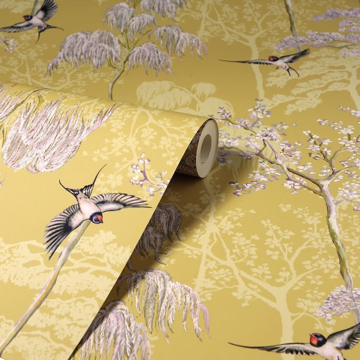 908002 - Arthouse - Arthouse Japanese Garden Ochre Wallpaper - Decor Warehouse
