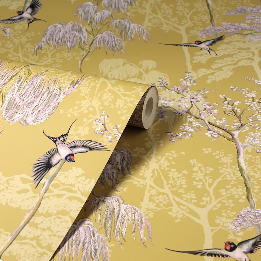 908002 - Arthouse - Arthouse Japanese Garden Ochre Wallpaper - Decor Warehouse