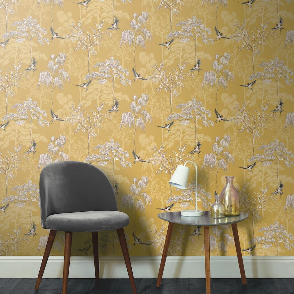 Arthouse Japanese Garden Ochre Wallpaper - 908002