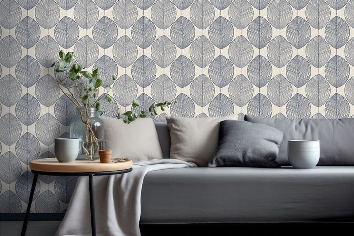 925305 - Arthouse - Arthouse Leaves Blue Wallpaper - Decor Warehouse