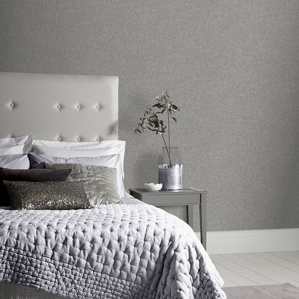 Arthouse Linen Texture Mid Grey Wallpaper - 676007