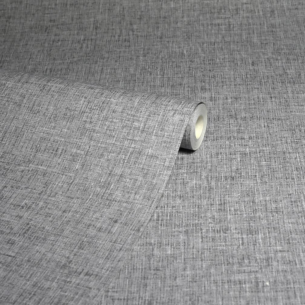 Arthouse Linen Texture Mid Grey Wallpaper - 676007