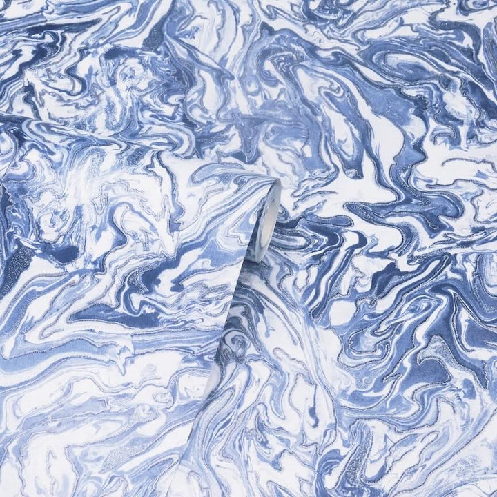  - Arthouse Liquid Marble Navy Wallpaper - 693902 - Decor Warehouse