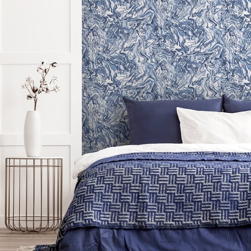  - Arthouse Liquid Marble Navy Wallpaper - 693902 - Decor Warehouse