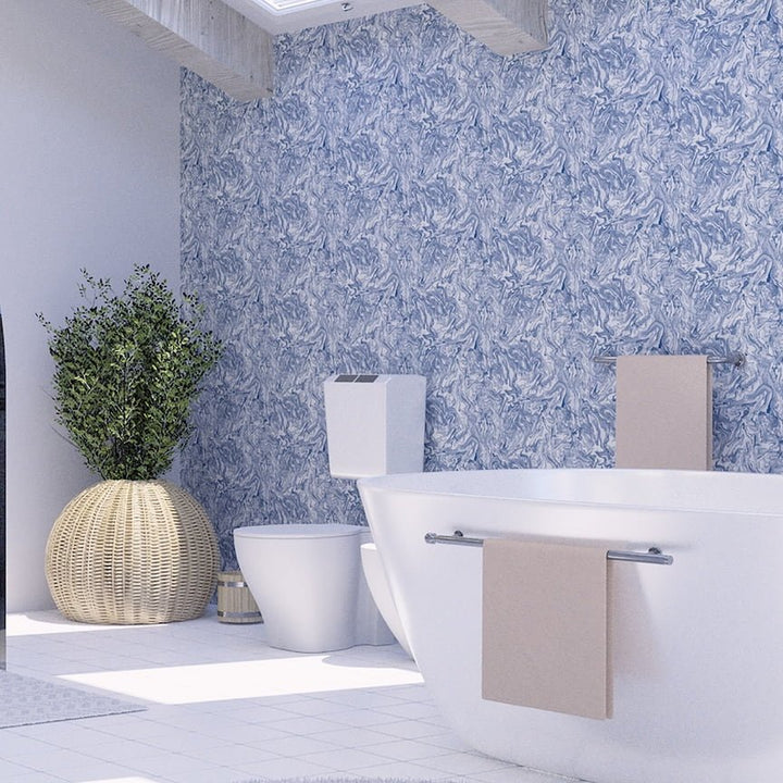  - Arthouse Liquid Marble Navy Wallpaper - 693902 - Decor Warehouse