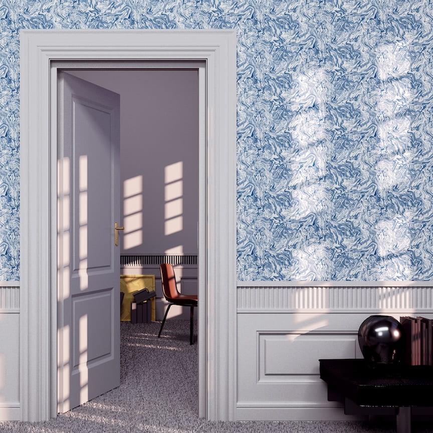  - Arthouse Liquid Marble Navy Wallpaper - 693902 - Decor Warehouse