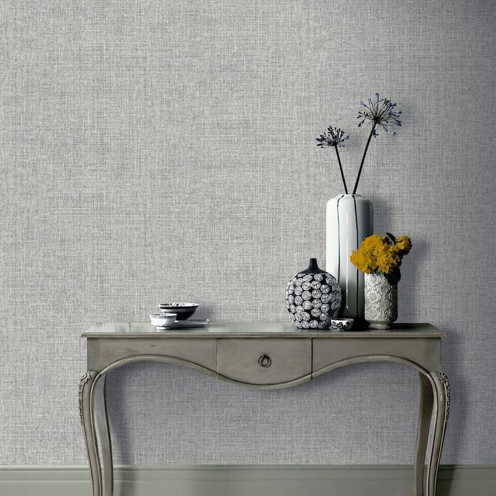  - Arthouse Luxe Hessian Mid Grey Wallpaper - 295400 - Decor Warehouse
