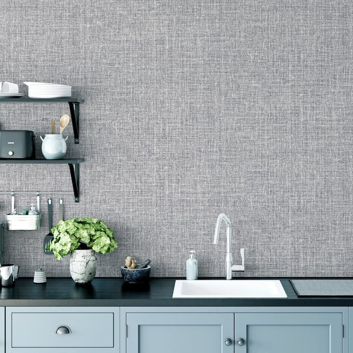  - Arthouse Luxe Hessian Mid Grey Wallpaper - 295400 - Decor Warehouse