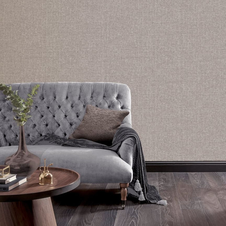  - Arthouse Luxe Hessian Mink Wallpaper - 295401 - Decor Warehouse