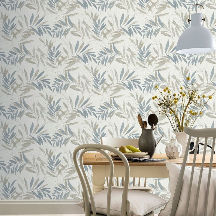  - Arthouse Luxury Leaf Natural Grey Wallpaper - 299300 - Decor Warehouse