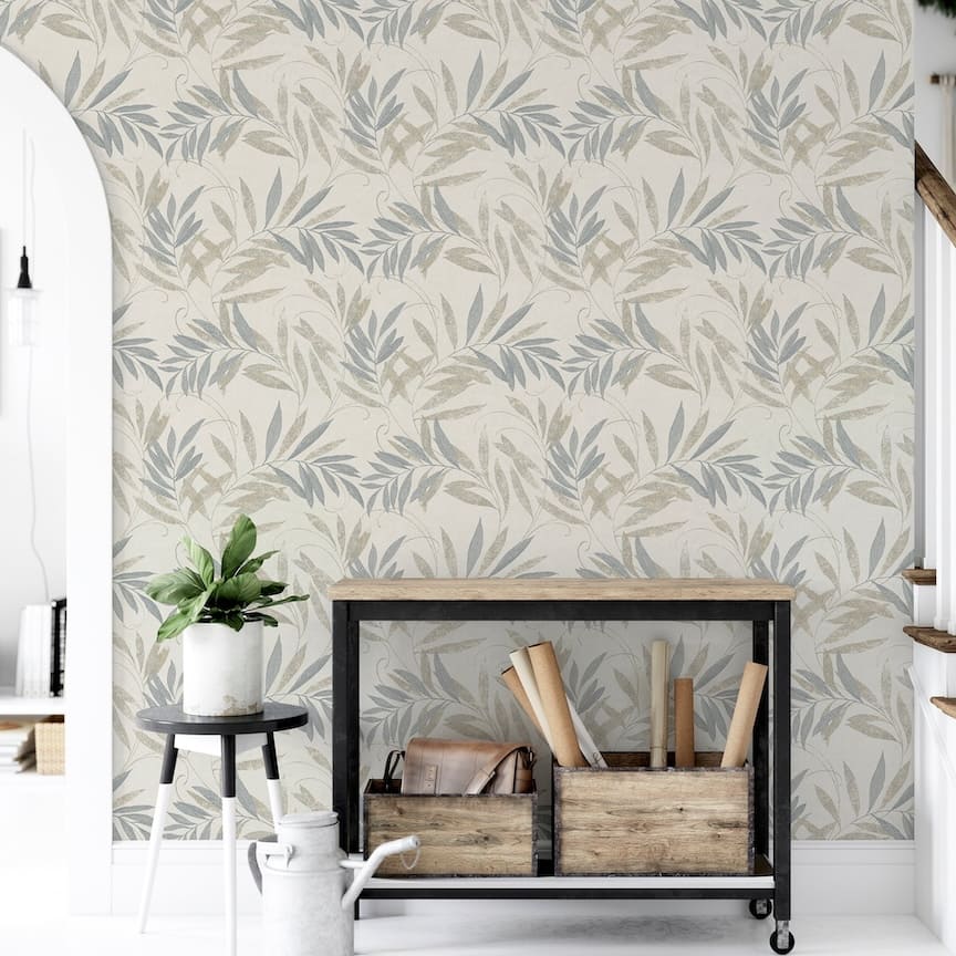  - Arthouse Luxury Leaf Natural Grey Wallpaper - 299300 - Decor Warehouse