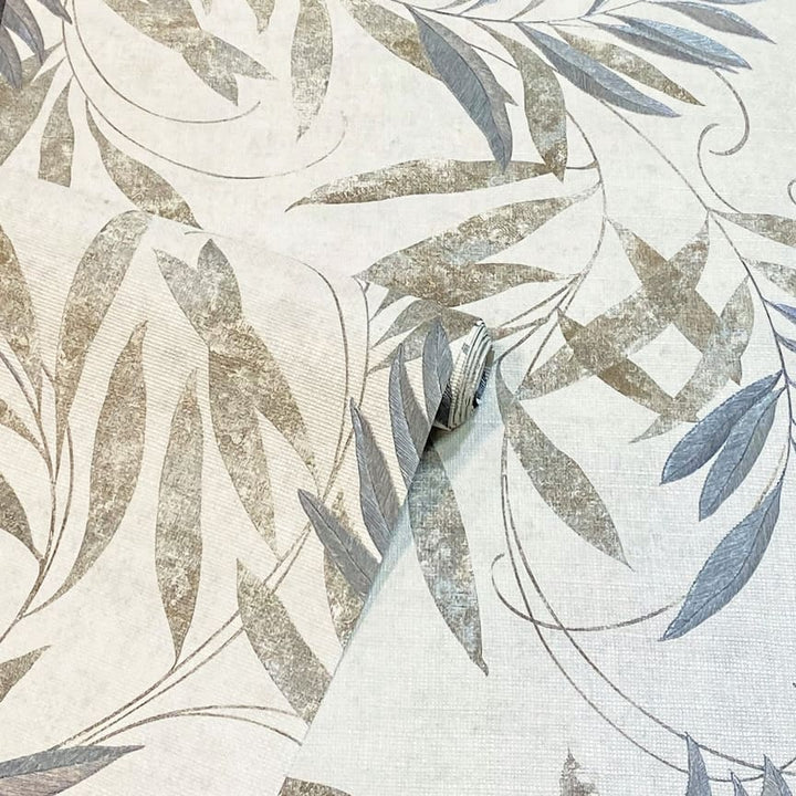  - Arthouse Luxury Leaf Natural Grey Wallpaper - 299300 - Decor Warehouse