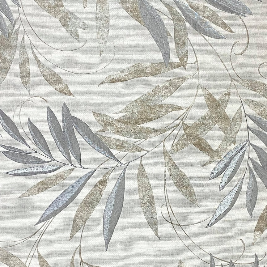  - Arthouse Luxury Leaf Natural Grey Wallpaper - 299300 - Decor Warehouse