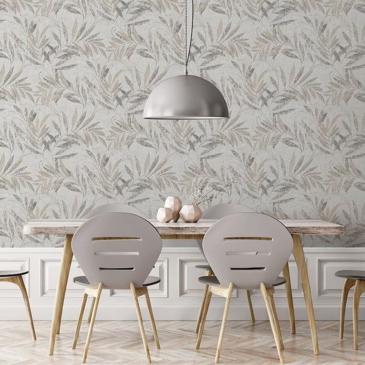  - Arthouse Luxury Leaf Soft Silver Wallpaper - 299302 - Decor Warehouse