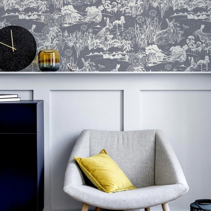  - Arthouse Meadow Hare Navy Wallpaper - 909606 - Decor Warehouse