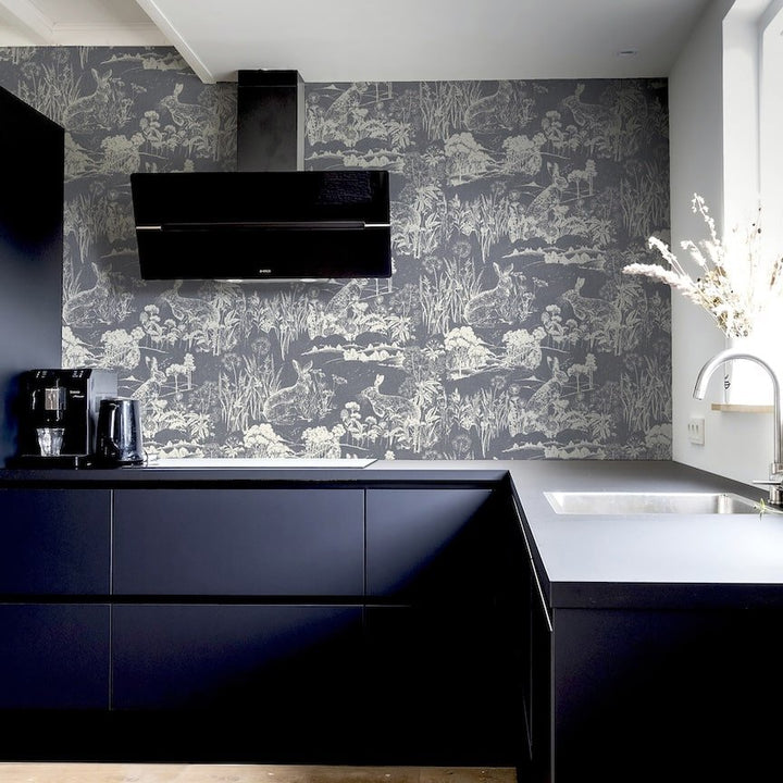  - Arthouse Meadow Hare Navy Wallpaper - 909606 - Decor Warehouse