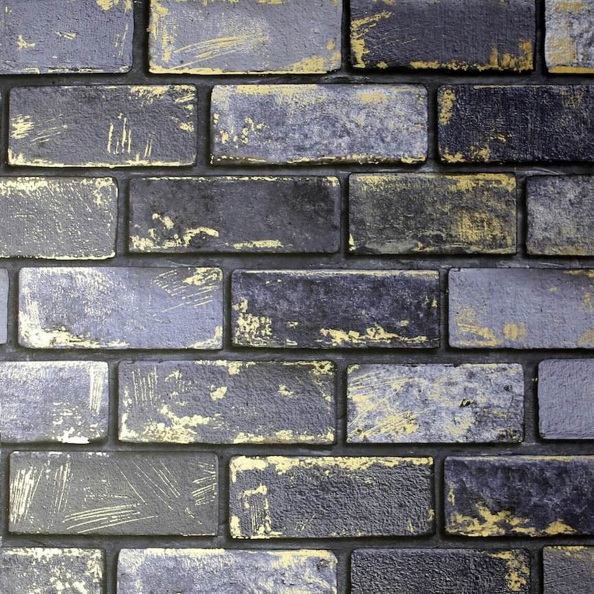  - Arthouse Metallic Brick Navy/Gold Wallpaper - 692200 - Decor Warehouse