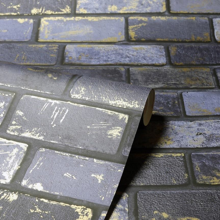  - Arthouse Metallic Brick Navy/Gold Wallpaper - 692200 - Decor Warehouse