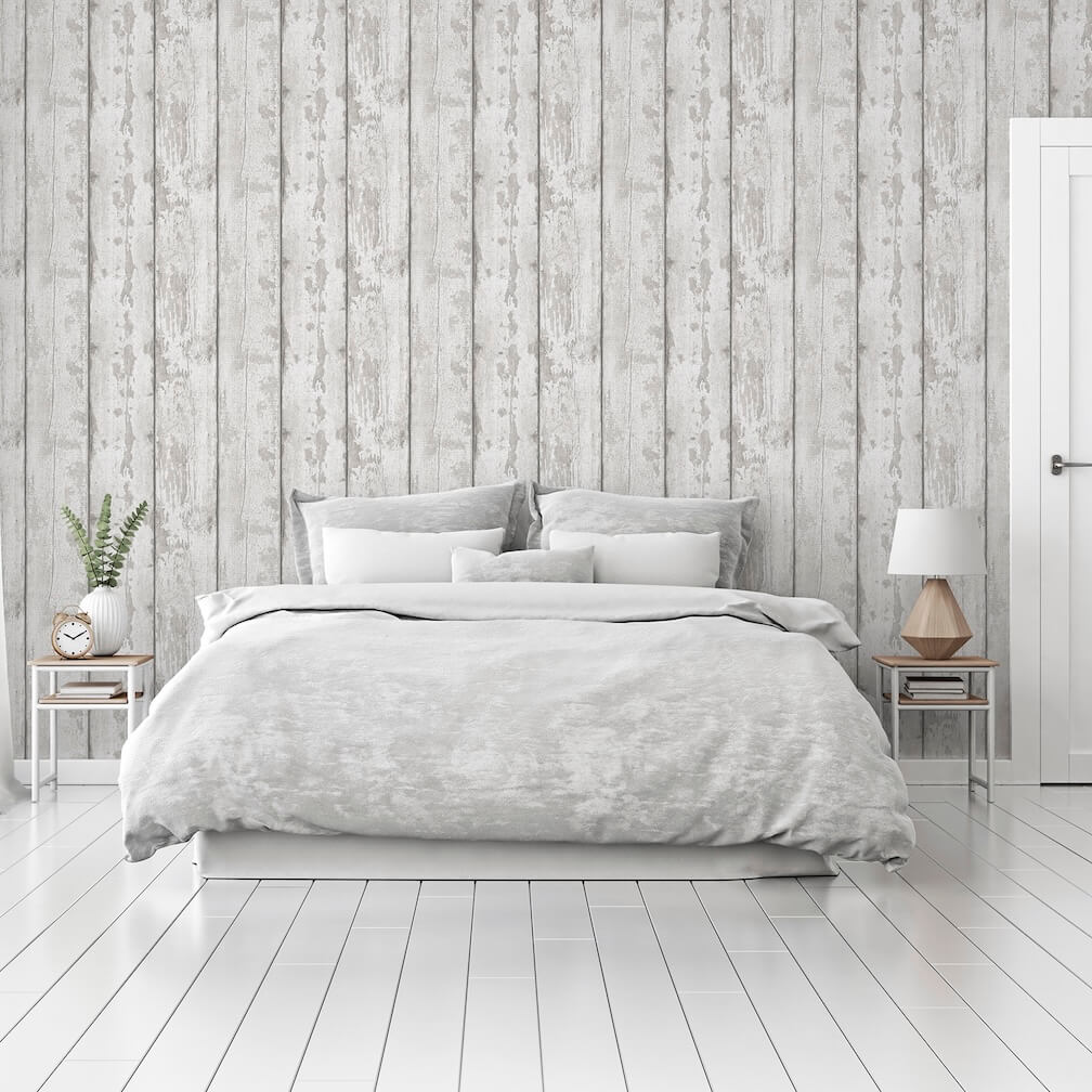  - Arthouse Metallic Washed Wood Grey/Silver Wallpaper - 908501 - Decor Warehouse