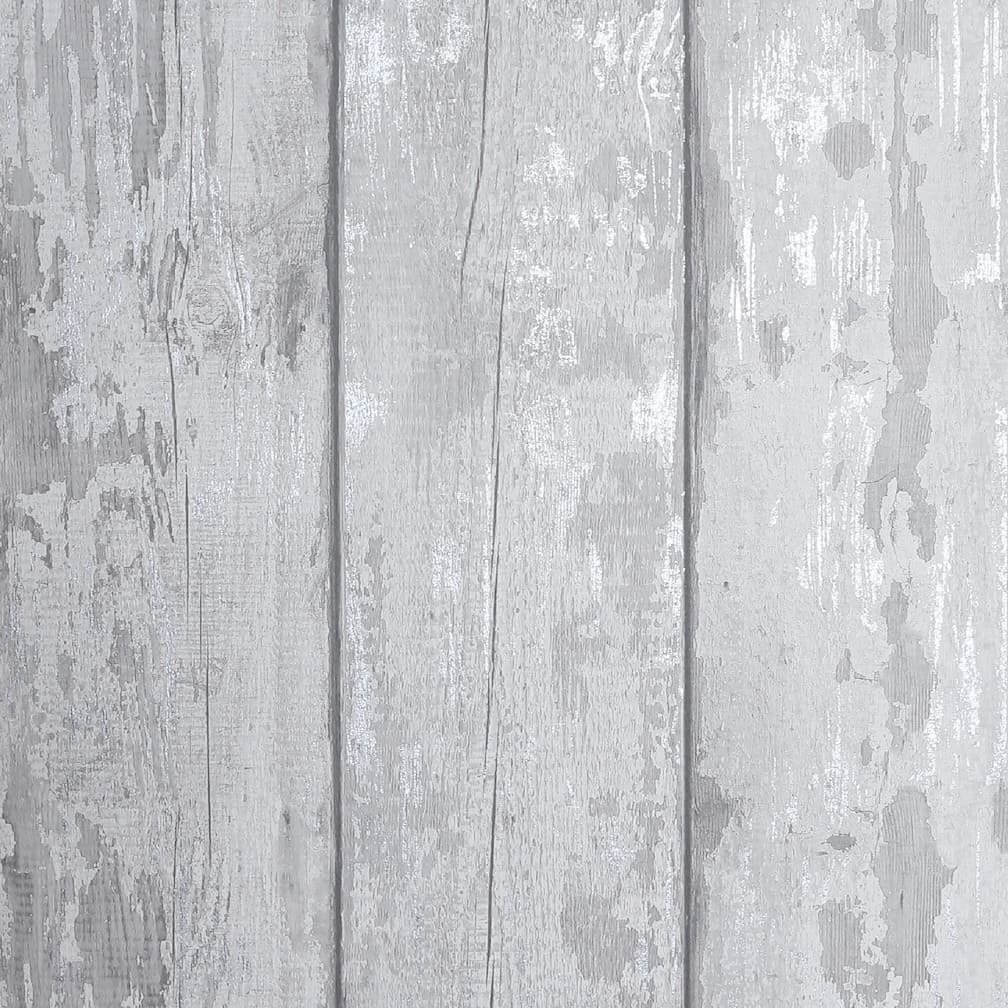 Arthouse Metallic Washed Wood Grey/Silver Wallpaper - 908501