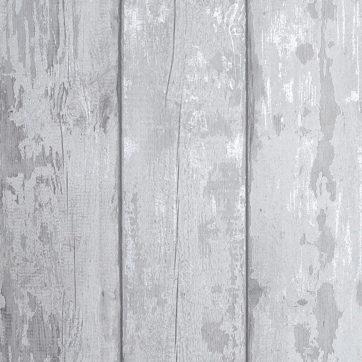 Arthouse Metallic Washed Wood Grey/Silver Wallpaper - 908501