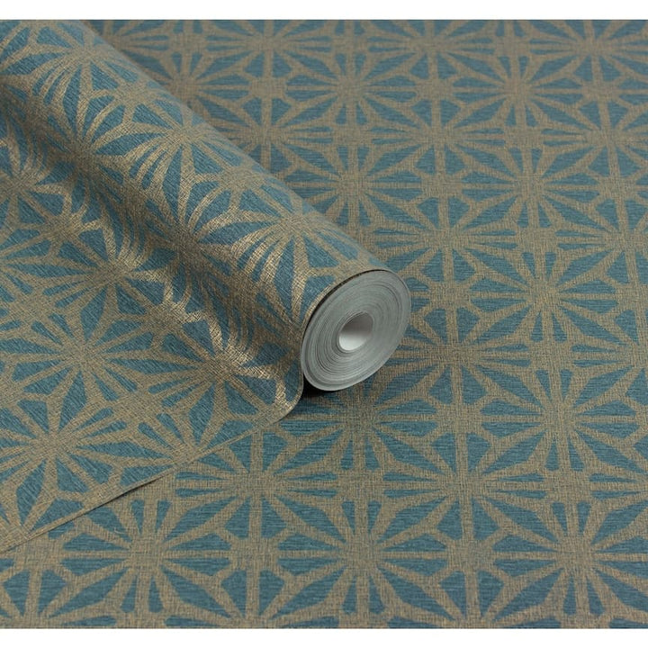  - Arthouse Moorish Mosaic Deep Teal / Gold Wallpaper - 100111AH - Decor Warehouse