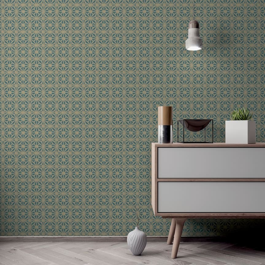 - Arthouse Moorish Mosaic Deep Teal / Gold Wallpaper - 100111AH - Decor Warehouse