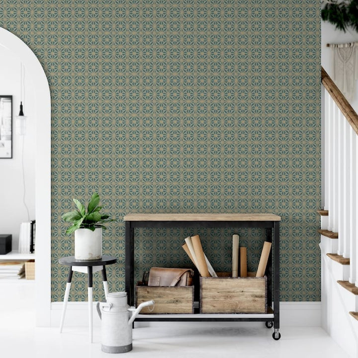  - Arthouse Moorish Mosaic Deep Teal / Gold Wallpaper - 100111AH - Decor Warehouse