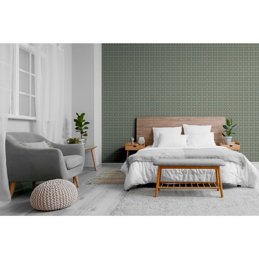  - Arthouse Moorish Mosaic Deep Teal / Gold Wallpaper - 100111AH - Decor Warehouse