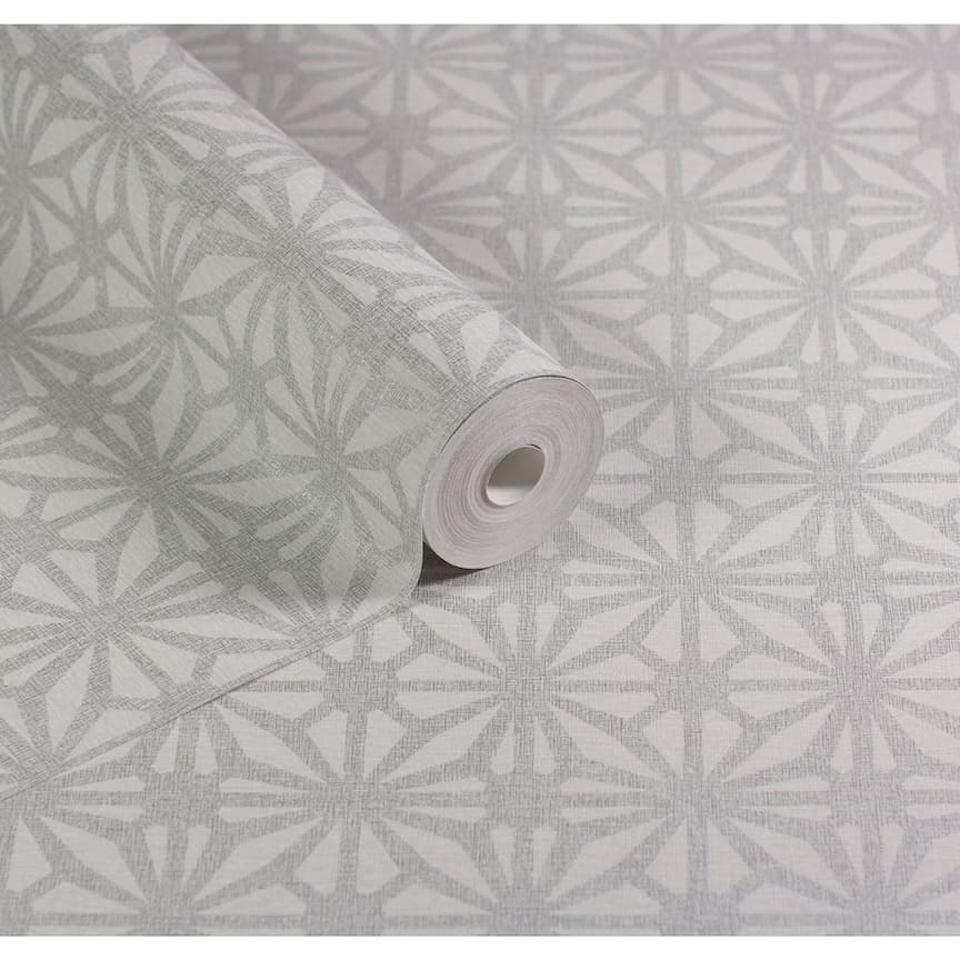  - Arthouse Moorish Mosaic Light Grey and Silver Wallpaper - 100112AH - Decor Warehouse