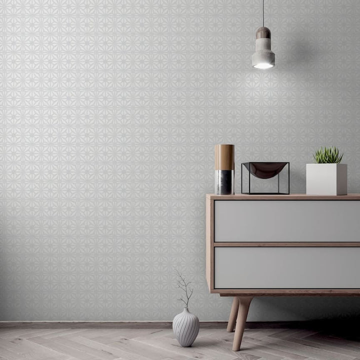  - Arthouse Moorish Mosaic Light Grey and Silver Wallpaper - 100112AH - Decor Warehouse