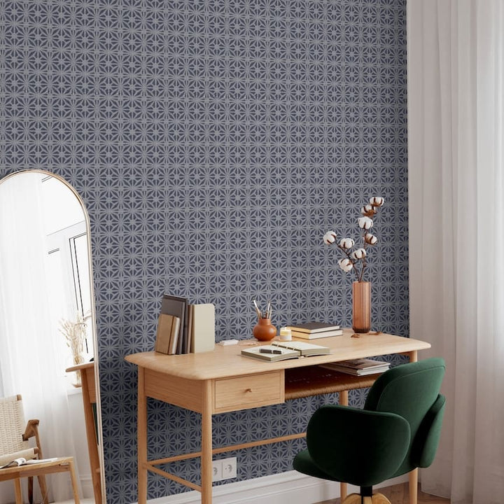  - Arthouse Moorish Mosaic Navy / Silver Wallpaper - 100113AH - Decor Warehouse