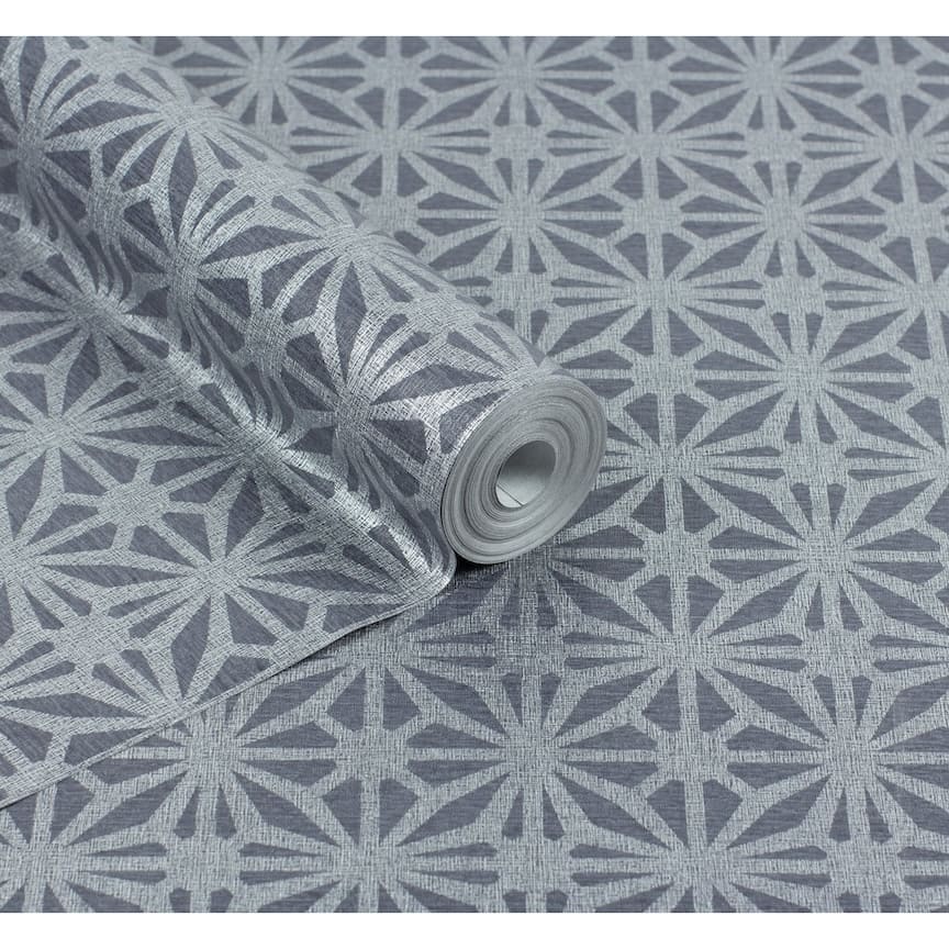  - Arthouse Moorish Mosaic Navy / Silver Wallpaper - 100113AH - Decor Warehouse