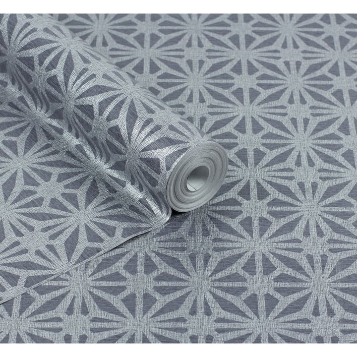  - Arthouse Moorish Mosaic Navy / Silver Wallpaper - 100113AH - Decor Warehouse