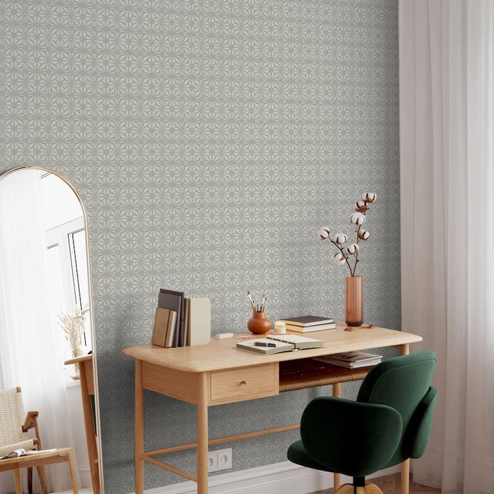  - Arthouse Moorish Mosaic Warm Grey/Silver Wallpaper - 100108AH - Decor Warehouse