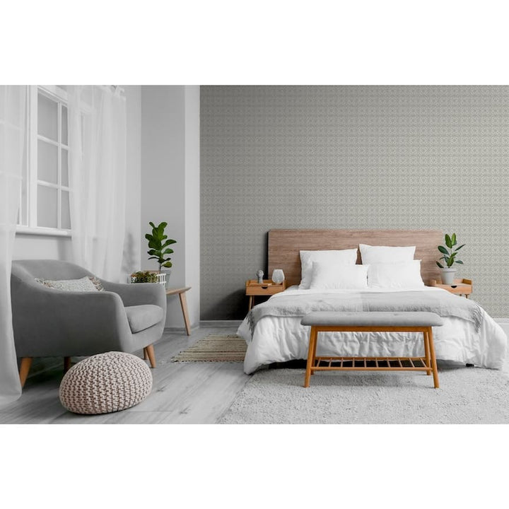  - Arthouse Moorish Mosaic Warm Grey/Silver Wallpaper - 100108AH - Decor Warehouse