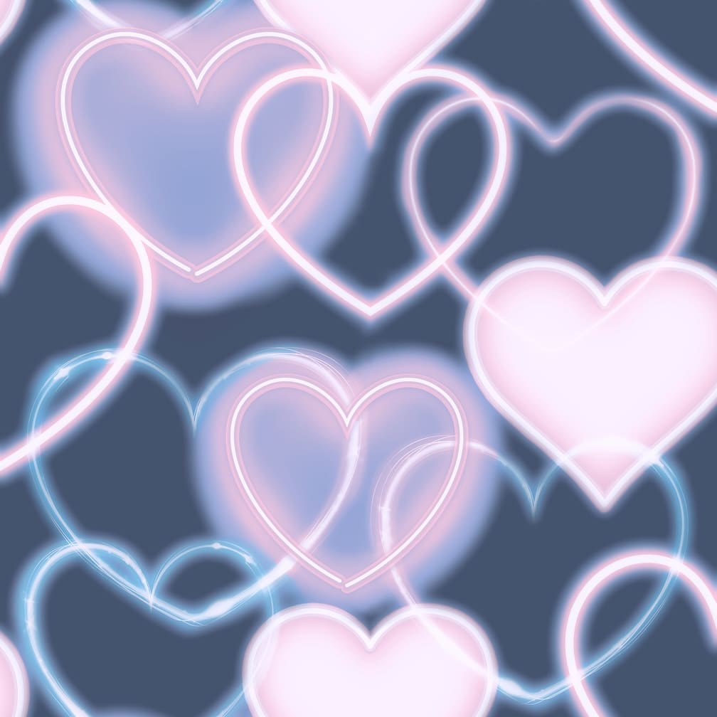 Arthouse Neon Heart Wall Navy Pink Wallpaper - 925605