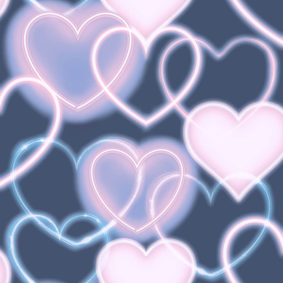 925605 - Arthouse - Arthouse Neon Heart Wall Navy Pink Wallpaper - Decor Warehouse